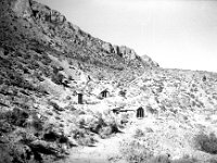 d3x139  Henchey, Paul L. Miners’ Old Dug Outs in Hillside in Tybo Canyon, Tybo, Nevada, SV-329. UC Davis Library, Archives and Special Collections, 8 Oct. 1951. digital.ucdavis.edu