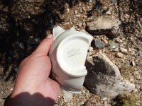 170  Not unlike our broken dreams of seeing Bristol Silver, this small bowl or cup.  D. E. McNicol China made hotel ware in Clarksburg, West Virginia between 1914 and 1954.