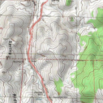 Untitled  Recent USGS map showing the partially constructed rail road grade alongside US 50 south of Eureka