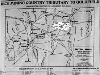 The Goldfield News and Weekly Tribune 1909 02 13 5  Map published in February 13, 1909 edition of Goldfield News and Weekly Tribune with Golden Arrow highlighted and the supposed path of the railroad, which was never built.