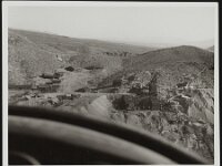 Aerial view of Johnnie, Nevada, taken from airplane. Stamp on back of first photo reads Desert Sea News Bureau Las Vegas, Nevada. Photo by Don English - Dave Lees - Joe Buck  Aerial view of Johnnie sometime during 1940's or 1950's. Desert Sea New Bureau photo by Don English, Dave Lees, Joe Buck, courtesy UNLV