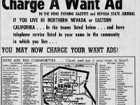 Reno Gazette Journal 1956 12 06 Page 32  According to this ad in the Reno Evening Gazette, Johnnie must have still had telephone service, as it was listed among the many towns from which you could place an ad.