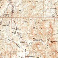 1953 USGS Approximate location of Pinto House, highlighted in the center, bottom of the map, at the present (at the time of this 1953 USGS map) location of the Schaefer...