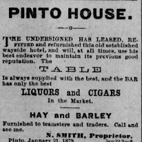 Eureka_Daily_Sentinel_1879_04_29_4 Mr. Smith took over running the Pinto House around 1879