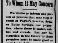 The Eureka Sentinel 1920 11 20 4  Notice printed in the Eureka Sentinel, November 1920